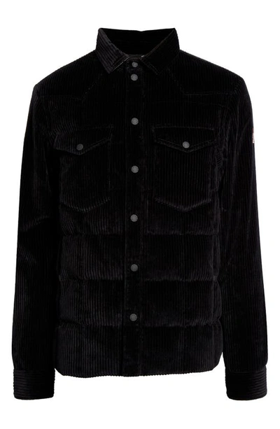 Shop Moncler Gelt Quilted Stretch Corduroy Down Shacket In Black