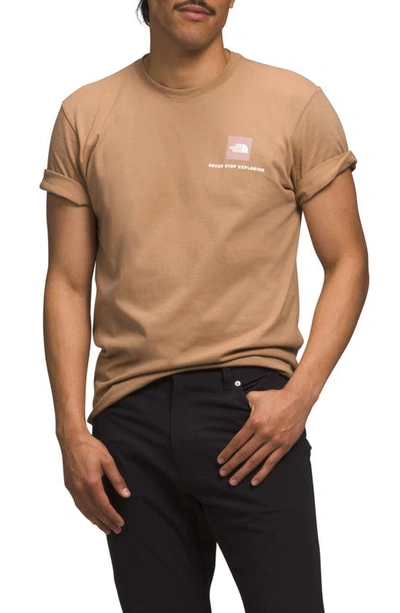 Shop The North Face Box Logo Graphic T-shirt In Almond Butter/ Pink Moss