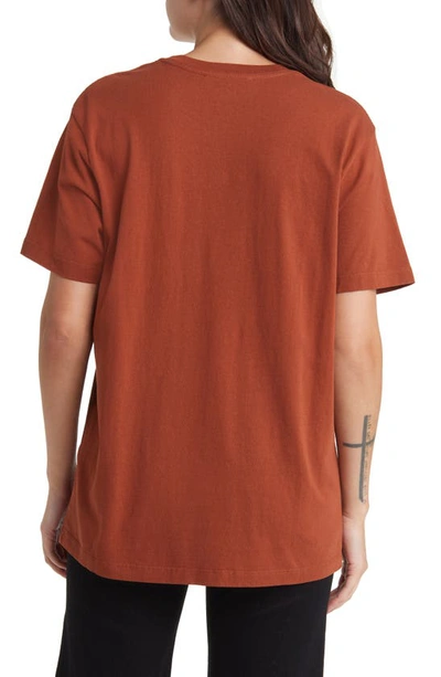 Shop Allsaints Pippa Embroidered Logo Boyfriend Cotton T-shirt In Rust Brown