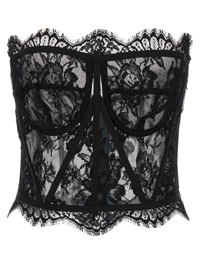 Shop Dolce & Gabbana Lace Bustier Top Tops Black