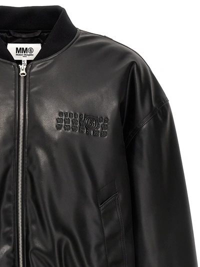 Shop Mm6 Maison Margiela Logo Bomber Jacket Casual Jackets, Parka Black