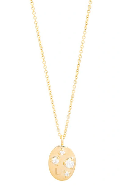 Shop Stone And Strand Monogram Oval Medallion Diamond Necklace In Yellow Gold