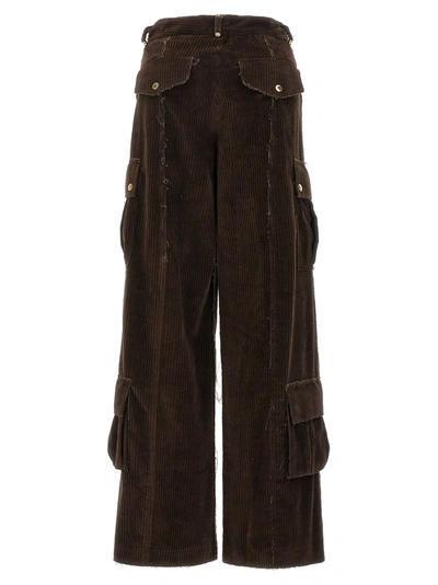Shop Dolce & Gabbana Ribbed Cargo Pants Brown