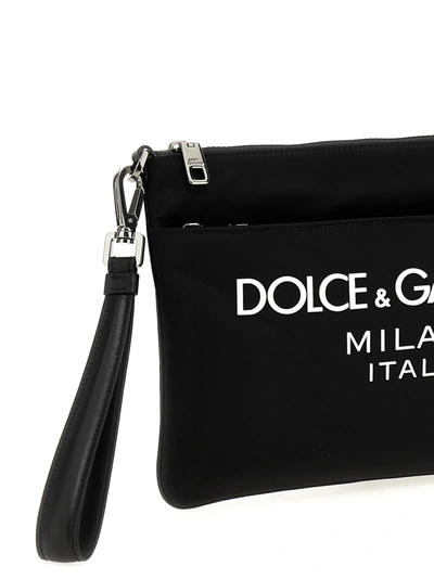 Shop Dolce & Gabbana Logo Print Clutch Bag Hand Bags In Black