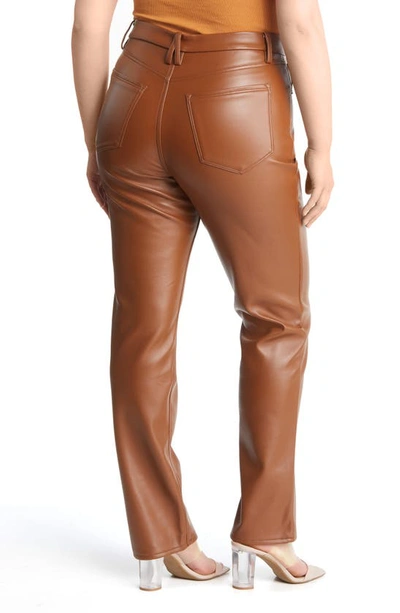 Shop Good American Better Than Leather Faux Leather Good Icon Pants In Burnt Caramel