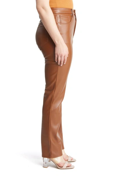 Shop Good American Better Than Leather Faux Leather Good Icon Pants In Burnt Caramel