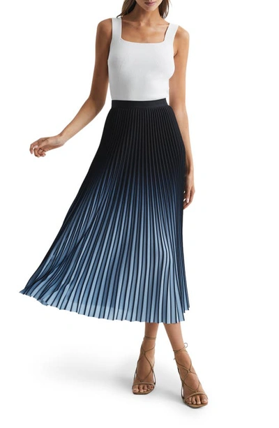 Shop Reiss Marlie Pleated Ombré Midi Skirt In Bright Blue