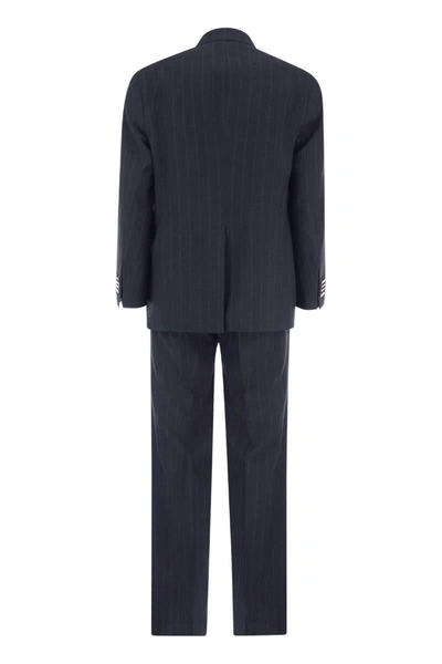 Shop Tagliatore Double-breasted Pinstripe Suit In Blue