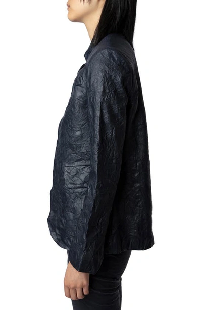 Shop Zadig & Voltaire Very Crushed Leather Jacket In Encre