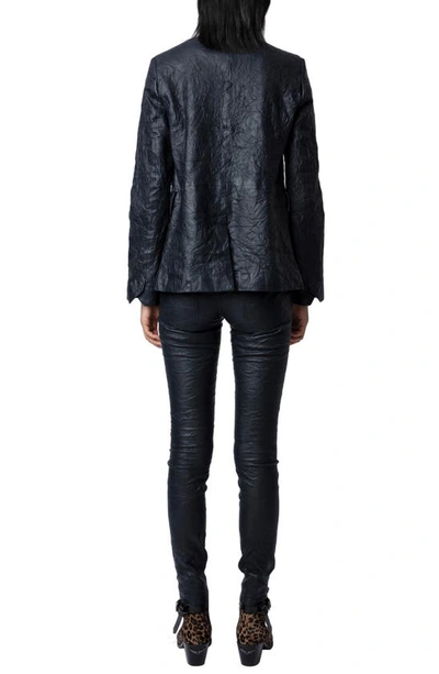 Shop Zadig & Voltaire Very Crushed Leather Jacket In Encre