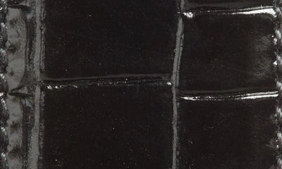 Shop Saint Laurent Monogram Croc Embossed Leather Belt In Nero