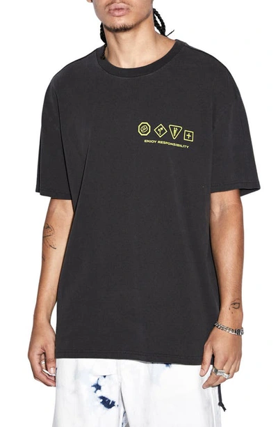 Shop Ksubi Enjoy Oversize Graphic T-shirt In Black