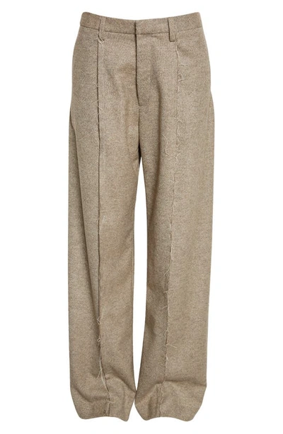 Shop R13 Exposed Seam Merino Wool Pants In Oatmeal