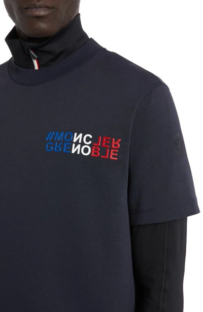 Shop Moncler Logo Graphic T-shirt In Navy