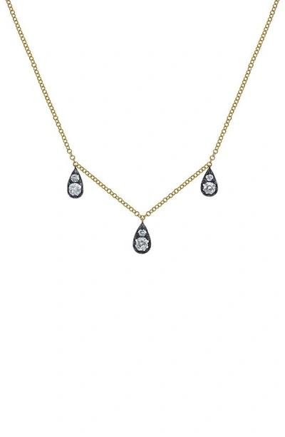Shop Mindi Mond 3 Drop Reconceived Diamond Cushion Necklace In Ss 18kyg