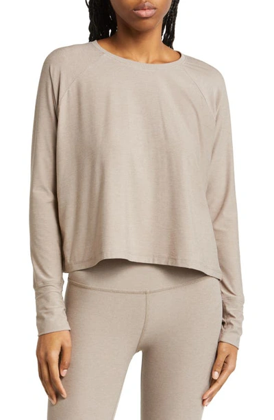 Shop Beyond Yoga Featherweight Long Sleeve T-shirt In Birch Heather