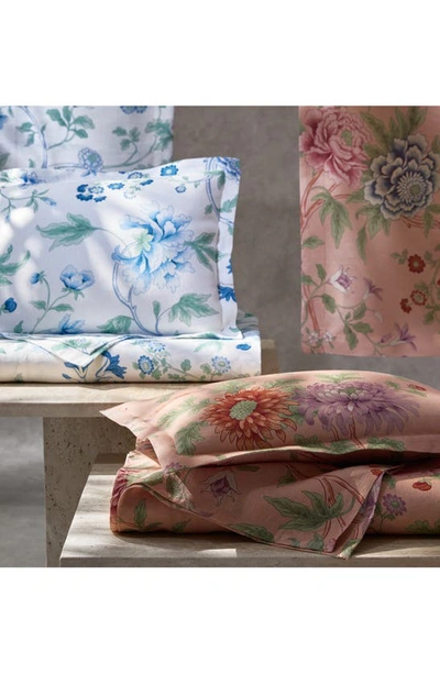 Matouk Simone Floral Print Linen Fitted Sheet In Apricot