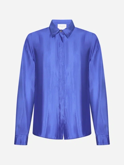 Shop Forte Forte Habotai Silk Shirt In Blue