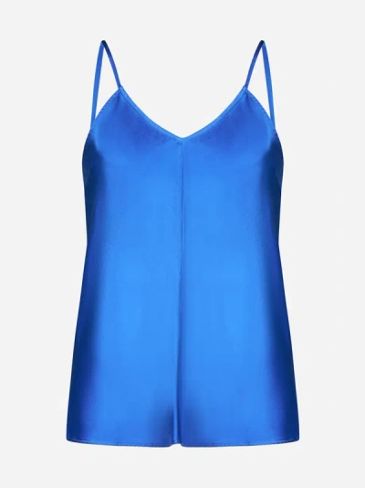 Shop Forte Forte Silk Satin Camisole In Electric Blue