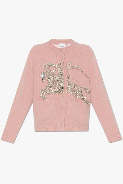 Shop Burberry Insulated Sweater With Appliqués In Rosy Pink