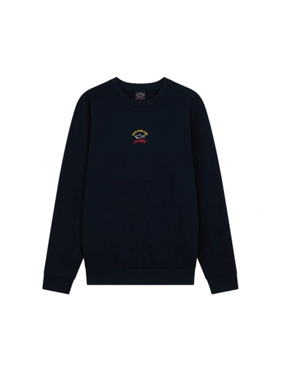 Shop Paul & Shark Sweatshirt In Organic Cotton With Printed Logo In Blue