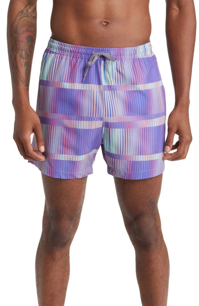 Shop Open Edit Recycled Volley Swim Trunks In Purple Paisley Geo Line
