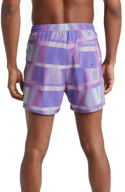 Shop Open Edit Recycled Volley Swim Trunks In Purple Paisley Geo Line