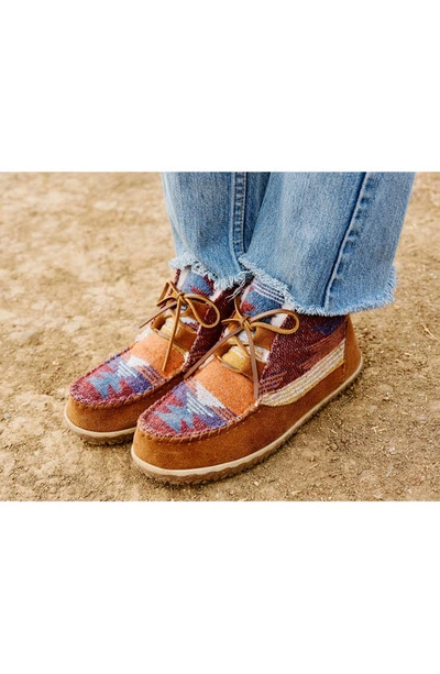 Minnetonka Torrey Faux Fur Lined Slipper Bootie In Brown Multi