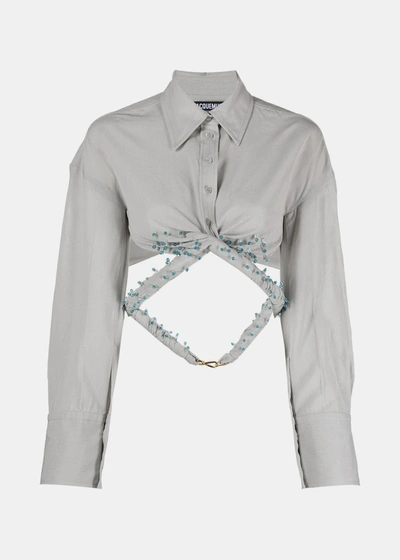 Shop Jacquemus Light Grey 'la Chemise Perli' Shirt