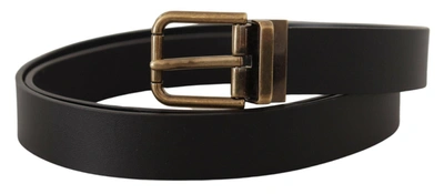 Shop Dolce & Gabbana Elegant Black Leather Belt With Vintage Men's Buckle