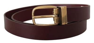 Shop Dolce & Gabbana Elegant Brown Leather Belt With Gold Men's Buckle