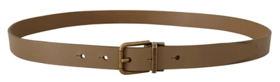 Shop Dolce & Gabbana Elegant Brown Leather Belt With Brass Tone Men's Buckle