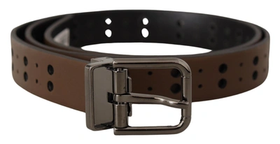 Shop Dolce & Gabbana Elegant Leather Belt With Metal Men's Buckle In Brown