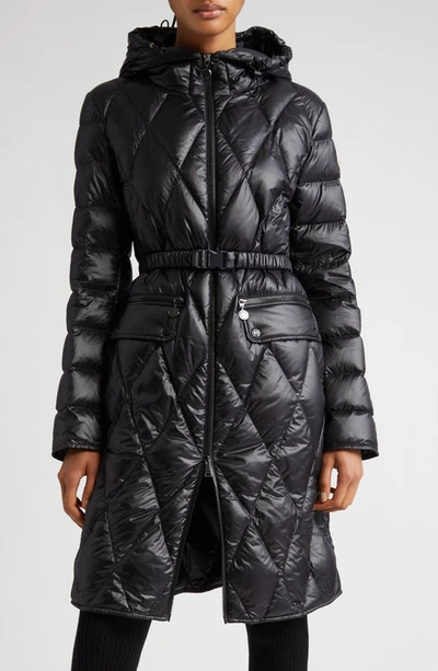 Moncler Serilong Diamond-quilted Puffer Coat In Black
