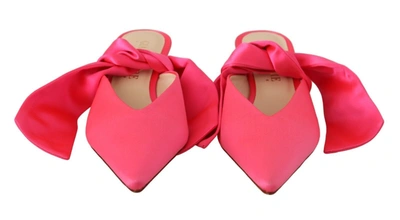 Gia Couture Pink Leather Lace Up Kitten Heels Pumps Shoes In Pink