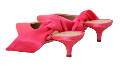 Gia Couture Pink Leather Lace Up Kitten Heels Pumps Shoes In Pink