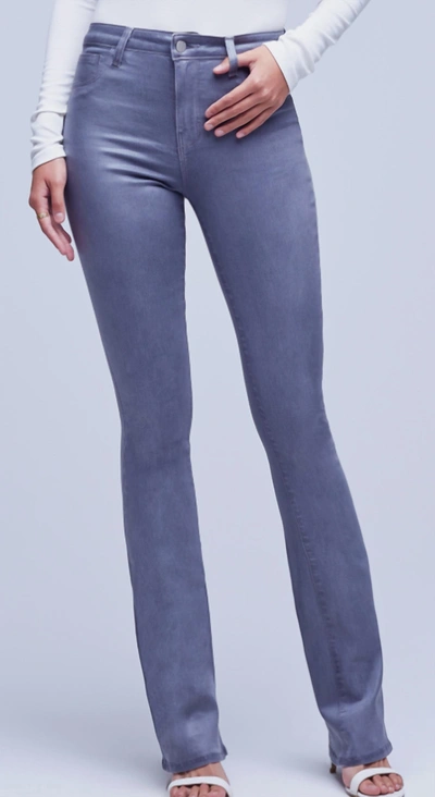 Shop L Agence Selma High Rise Coated Pants In Gris Coated In Multi