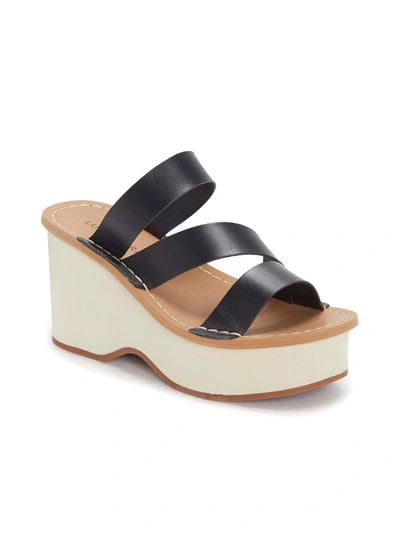 Shop Lucky Brand Mimya Womens Leather Open Toe Wedge Sandals In Black