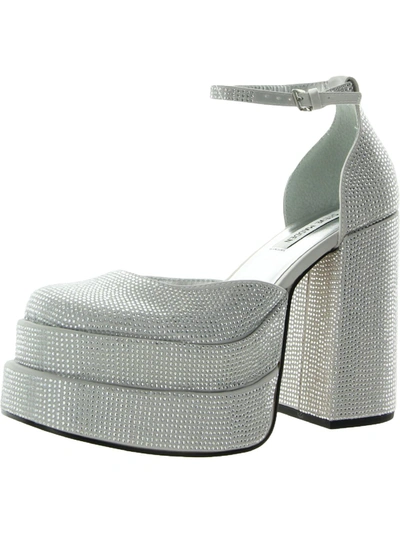Shop Steve Madden Charlize Womens Block Heel Ankle Strap Platform Heels In Grey