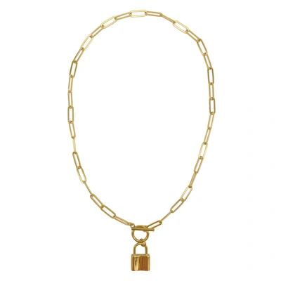 Shop Adornia Water Resistant Lock Paper Clip Chain Toggle Necklace Gold