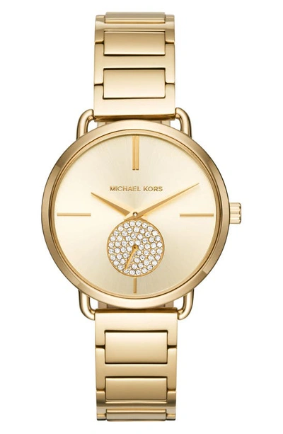 Shop Michael Michael Kors Portia Round Bracelet Watch, 36.5mm In Gold
