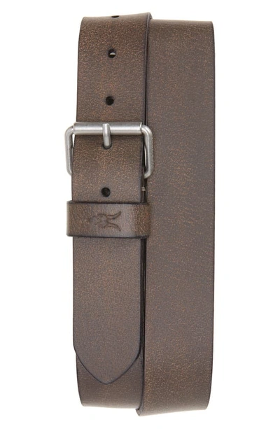 Shop Allsaints Ramskull Embossed Leather Belt In Grey
