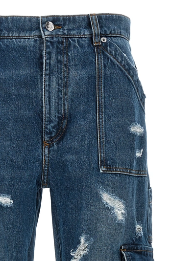 Shop Dolce & Gabbana Used Effect Cargo Jeans Blue