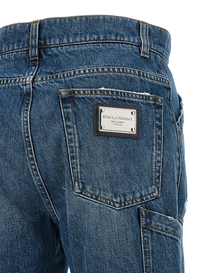 Shop Dolce & Gabbana Used Effect Cargo Jeans Blue