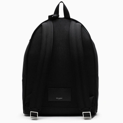 Shop Saint Laurent Black Leather-trim City Backpack Men