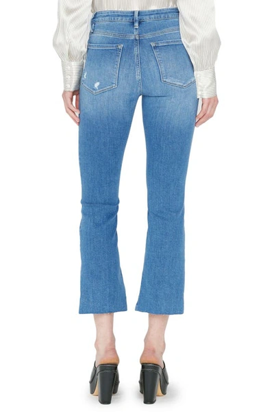 Frame Le Crop Mini Boot Stagger Raw Hem Crop Bootcut Jeans In Drizzle Rips Chew