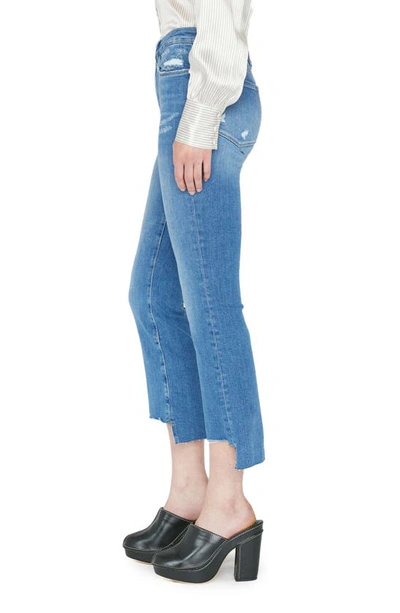 Frame Le Crop Mini Boot Stagger Raw Hem Crop Bootcut Jeans In Drizzle Rips Chew