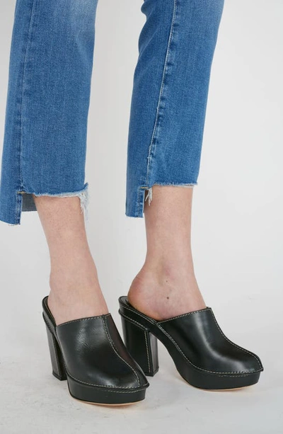 Frame Le Crop Mini Boot Stagger Raw Hem Crop Bootcut Jeans In Drizzle Rips Chew