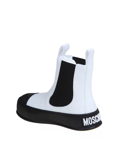 Shop Moschino Ankle Boot In Vegan Leather In White