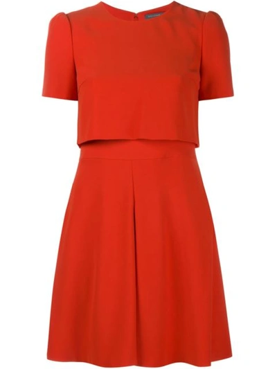 Alexander Mcqueen Layered Wool-crepe Mini Dress In Red